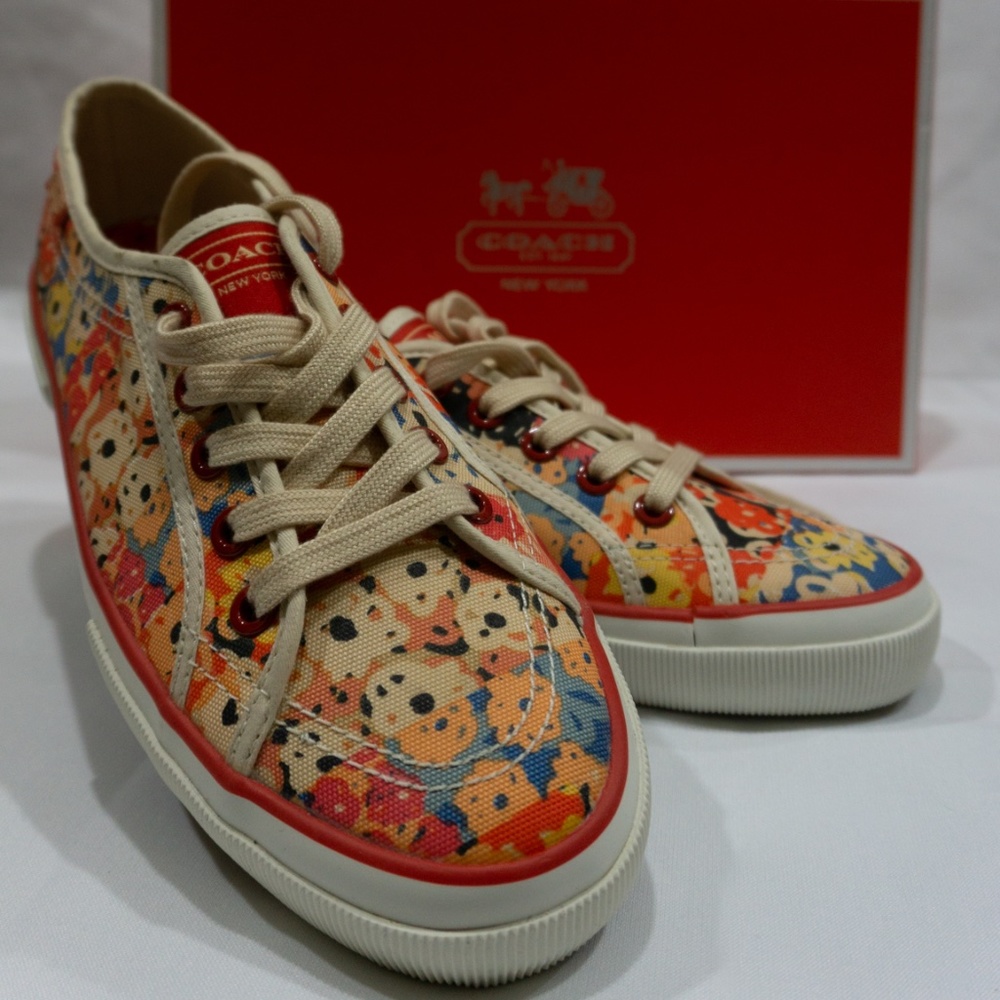 Coach Floral Print Sneakers, Size 8.5B